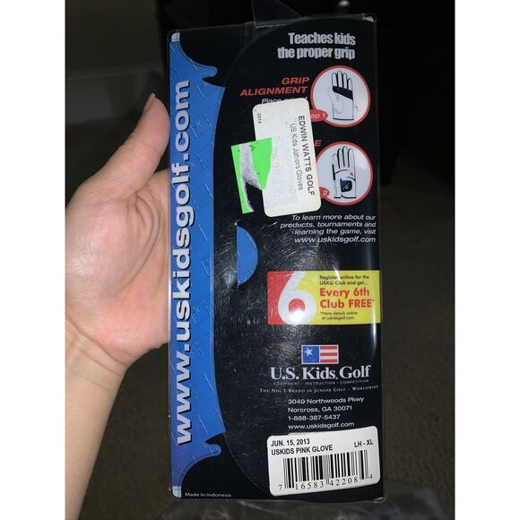 U.S. Kids Junior Good Grip Golf Glove Youth XL Left Hand LH white/Pink palm pad - Picture 5 of 5